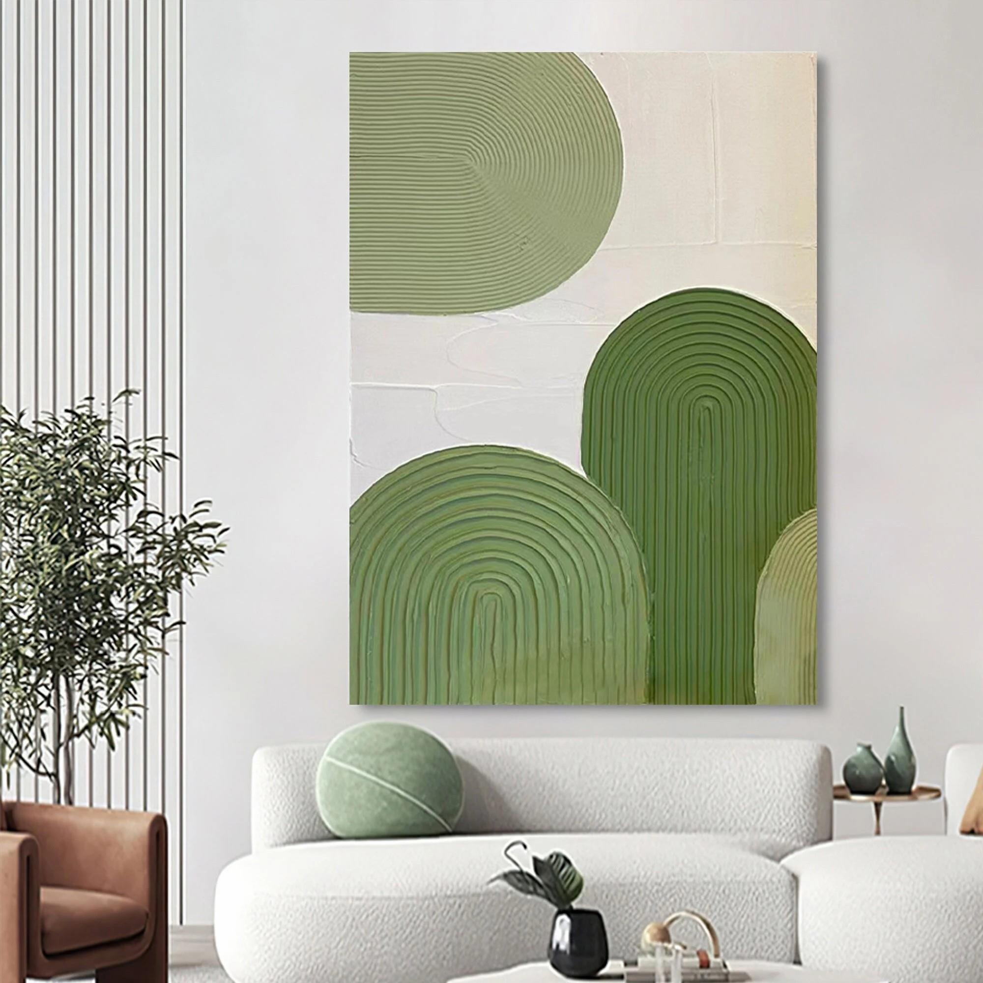 Vert de mode moderne par texture de minimalisme d’art de mur de couteau de palette Peintures à l'huile